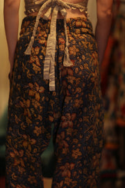 LENA KANTHA TROUSERS BLUE AND BEIJE - sustainably made MOMO NEW YORK sustainable clothing, embroidered slow fashion