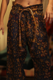 LENA KANTHA TROUSERS BLUE AND BEIJE - sustainably made MOMO NEW YORK sustainable clothing, embroidered slow fashion