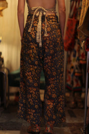 LENA KANTHA TROUSERS BLUE AND BEIJE - sustainably made MOMO NEW YORK sustainable clothing, embroidered slow fashion