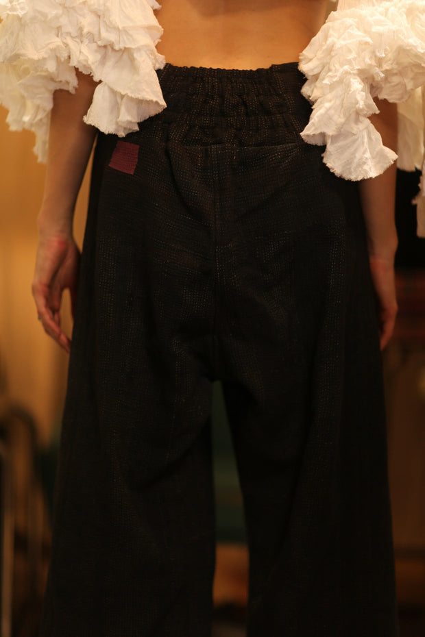 LENA KANTHA TROUSERS CHARCOAL - sustainably made MOMO NEW YORK sustainable clothing, embroidered slow fashion