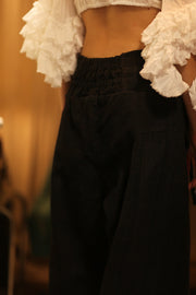 LENA KANTHA TROUSERS CHARCOAL - sustainably made MOMO NEW YORK sustainable clothing, embroidered slow fashion