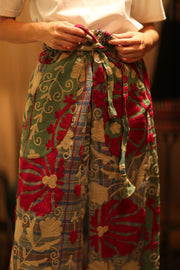 LENA KANTHA TROUSERS CHECKS AND FLOWERS - sustainably made MOMO NEW YORK sustainable clothing, embroidered slow fashion