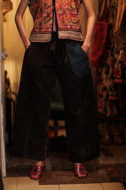 LENA KANTHA TROUSERS DARK BLUE - sustainably made MOMO NEW YORK sustainable clothing, embroidered slow fashion