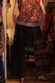 LENA KANTHA TROUSERS DARK BLUE - sustainably made MOMO NEW YORK sustainable clothing, embroidered slow fashion