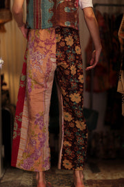 LENA KANTHA TROUSERS FLOWERS PATCHES - sustainably made MOMO NEW YORK sustainable clothing, embroidered slow fashion
