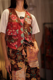 LENA KANTHA TROUSERS FLOWERS PATCHES - sustainably made MOMO NEW YORK sustainable clothing, embroidered slow fashion