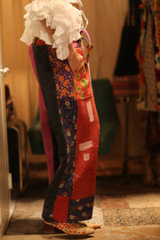 LENA KANTHA TROUSERS FUCHSIA AND FLOWERS - sustainably made MOMO NEW YORK sustainable clothing, embroidered slow fashion