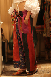 LENA KANTHA TROUSERS FUCHSIA AND FLOWERS - sustainably made MOMO NEW YORK sustainable clothing, embroidered slow fashion