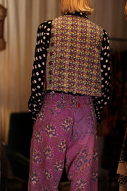 LENA KANTHA TROUSERS LAVENDER FIELD - sustainably made MOMO NEW YORK sustainable clothing, embroidered slow fashion