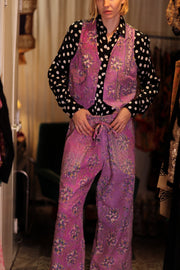 LENA KANTHA TROUSERS LAVENDER FIELD - sustainably made MOMO NEW YORK sustainable clothing, embroidered slow fashion