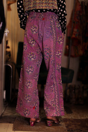 LENA KANTHA TROUSERS LAVENDER FIELD - sustainably made MOMO NEW YORK sustainable clothing, embroidered slow fashion