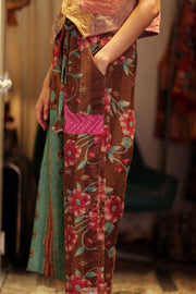 LENA KANTHA TROUSERS MINT CHOCOLATE - sustainably made MOMO NEW YORK sustainable clothing, embroidered slow fashion