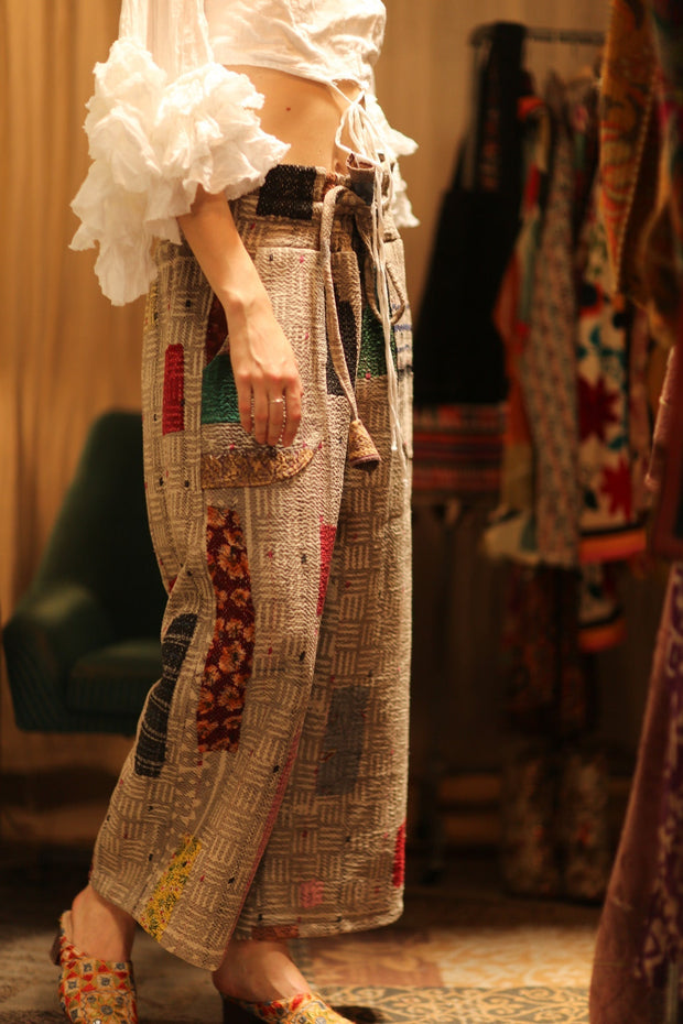 LENA KANTHA TROUSERS MONDRIAN - sustainably made MOMO NEW YORK sustainable clothing, embroidered slow fashion