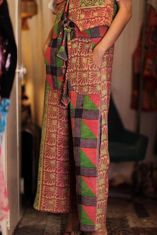 LENA KANTHA TROUSERS PRIMARY COLORS - sustainably made MOMO NEW YORK sustainable clothing, embroidered slow fashion