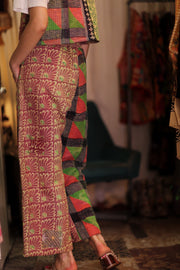 LENA KANTHA TROUSERS PRIMARY COLORS - sustainably made MOMO NEW YORK sustainable clothing, embroidered slow fashion