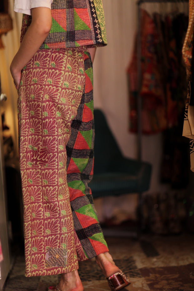 LENA KANTHA TROUSERS PRIMARY COLORS - sustainably made MOMO NEW YORK sustainable clothing, embroidered slow fashion