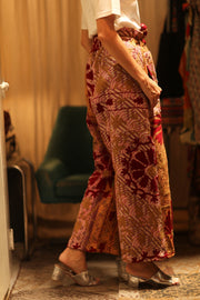 LENA KANTHA TROUSERS RED FLOWERS - sustainably made MOMO NEW YORK sustainable clothing, embroidered slow fashion