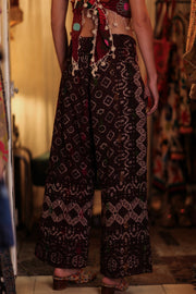 LENA KANTHA TROUSERS RED WINE - sustainably made MOMO NEW YORK sustainable clothing, embroidered slow fashion