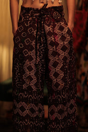 LENA KANTHA TROUSERS RED WINE - sustainably made MOMO NEW YORK sustainable clothing, embroidered slow fashion