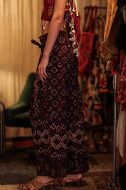 LENA KANTHA TROUSERS RED WINE - sustainably made MOMO NEW YORK sustainable clothing, embroidered slow fashion