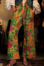 LENA KANTHA TROUSERS SALAD - sustainably made MOMO NEW YORK sustainable clothing, embroidered slow fashion