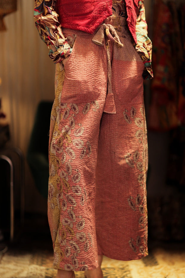 LENA KANTHA TROUSERS STRAWBERRY - sustainably made MOMO NEW YORK sustainable clothing, slow fashion