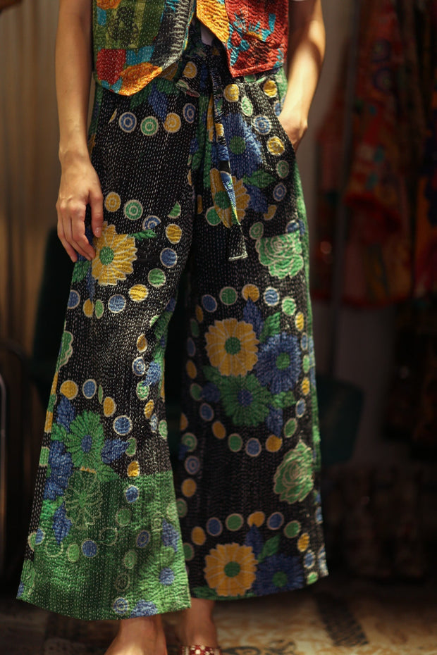 LENA KANTHA TROUSERS SUNFLOWER - sustainably made MOMO NEW YORK sustainable clothing, embroidered slow fashion