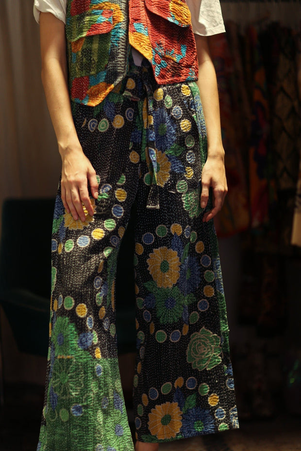 LENA KANTHA TROUSERS SUNFLOWER - sustainably made MOMO NEW YORK sustainable clothing, embroidered slow fashion