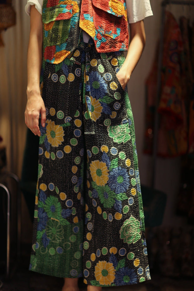 LENA KANTHA TROUSERS SUNFLOWER - sustainably made MOMO NEW YORK sustainable clothing, embroidered slow fashion