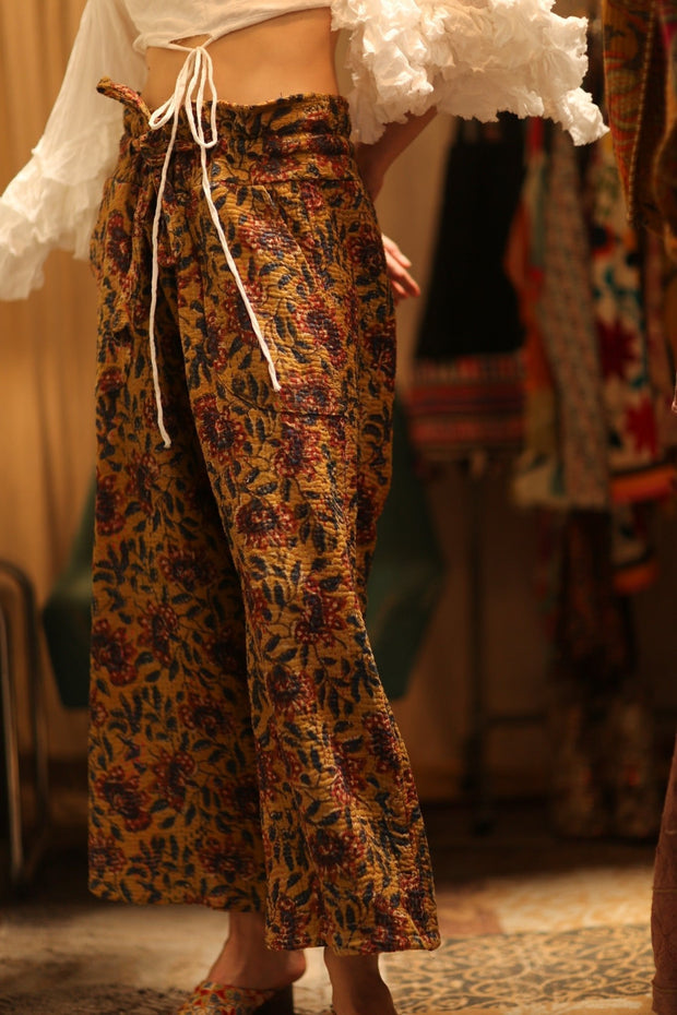 LENA KANTHA TROUSERS YELLOW - sustainably made MOMO NEW YORK sustainable clothing, embroidered slow fashion