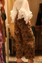 LENA KANTHA TROUSERS YELLOW - sustainably made MOMO NEW YORK sustainable clothing, embroidered slow fashion