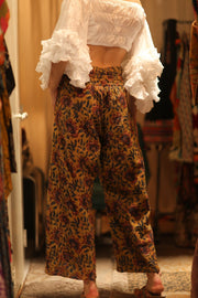 LENA KANTHA TROUSERS YELLOW - sustainably made MOMO NEW YORK sustainable clothing, embroidered slow fashion