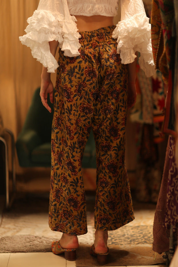 LENA KANTHA TROUSERS YELLOW - sustainably made MOMO NEW YORK sustainable clothing, embroidered slow fashion