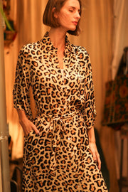 LEO PRINT BUTTON DRESS RUTH SERVGE - sustainably made MOMO NEW YORK sustainable clothing, dress slow fashion