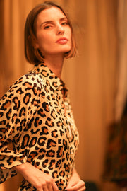 LEO PRINT BUTTON DRESS RUTH SERVGE - sustainably made MOMO NEW YORK sustainable clothing, dress slow fashion