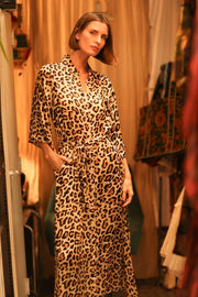 LEO PRINT BUTTON DRESS RUTH SERVGE - sustainably made MOMO NEW YORK sustainable clothing, dress slow fashion