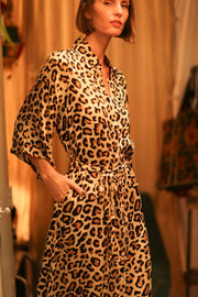 LEO PRINT BUTTON DRESS RUTH SERVGE - sustainably made MOMO NEW YORK sustainable clothing, dress slow fashion