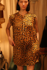 LEO PRINT SILK DRESS MARY - sustainably made MOMO NEW YORK sustainable clothing, Boho Chic Dress slow fashion