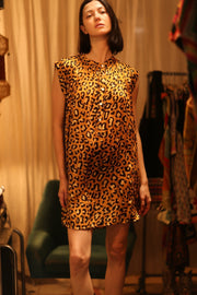 LEO PRINT SILK DRESS MARY - sustainably made MOMO NEW YORK sustainable clothing, Boho Chic Dress slow fashion