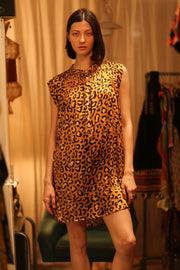 LEO PRINT SILK DRESS MARY - sustainably made MOMO NEW YORK sustainable clothing, Boho Chic Dress slow fashion