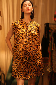 LEO PRINT SILK DRESS MARY - sustainably made MOMO NEW YORK sustainable clothing, Boho Chic Dress slow fashion