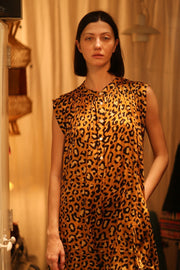 LEO PRINT SILK DRESS MARY - sustainably made MOMO NEW YORK sustainable clothing, Boho Chic Dress slow fashion