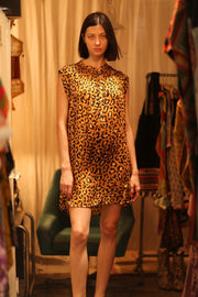 LEO PRINT SILK DRESS MARY - sustainably made MOMO NEW YORK sustainable clothing, Boho Chic Dress slow fashion