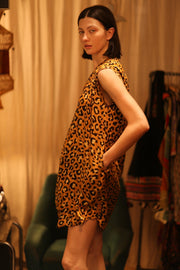 LEO PRINT SILK DRESS MARY - sustainably made MOMO NEW YORK sustainable clothing, Boho Chic Dress slow fashion