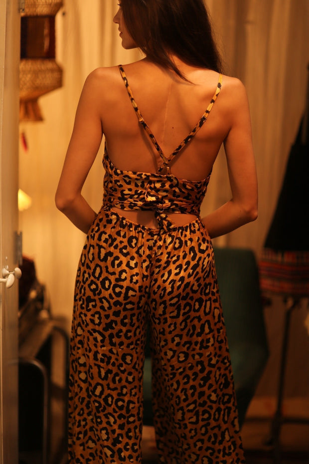 LEO PRINT SILK JUMPSUIT NEIS - sustainably made MOMO NEW YORK sustainable clothing, jumpsuit slow fashion