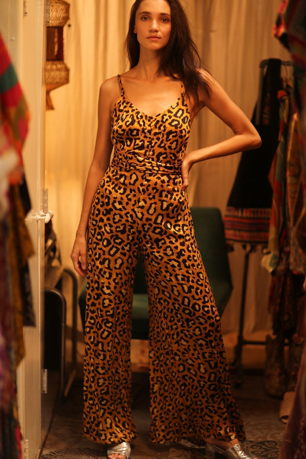 LEO PRINT SILK JUMPSUIT NEIS - sustainably made MOMO NEW YORK sustainable clothing, jumpsuit slow fashion