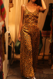 LEO PRINT SILK JUMPSUIT NEIS - sustainably made MOMO NEW YORK sustainable clothing, jumpsuit slow fashion