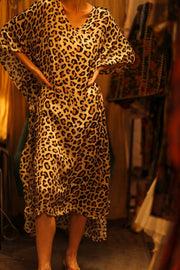 LEO PRINT SILK KAFTAN YAYA - sustainably made MOMO NEW YORK sustainable clothing, bestseller slow fashion
