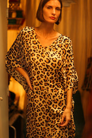 LEO PRINT SILK KAFTAN YAYA - sustainably made MOMO NEW YORK sustainable clothing, bestseller slow fashion