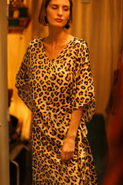 LEO PRINT SILK KAFTAN YAYA - sustainably made MOMO NEW YORK sustainable clothing, bestseller slow fashion
